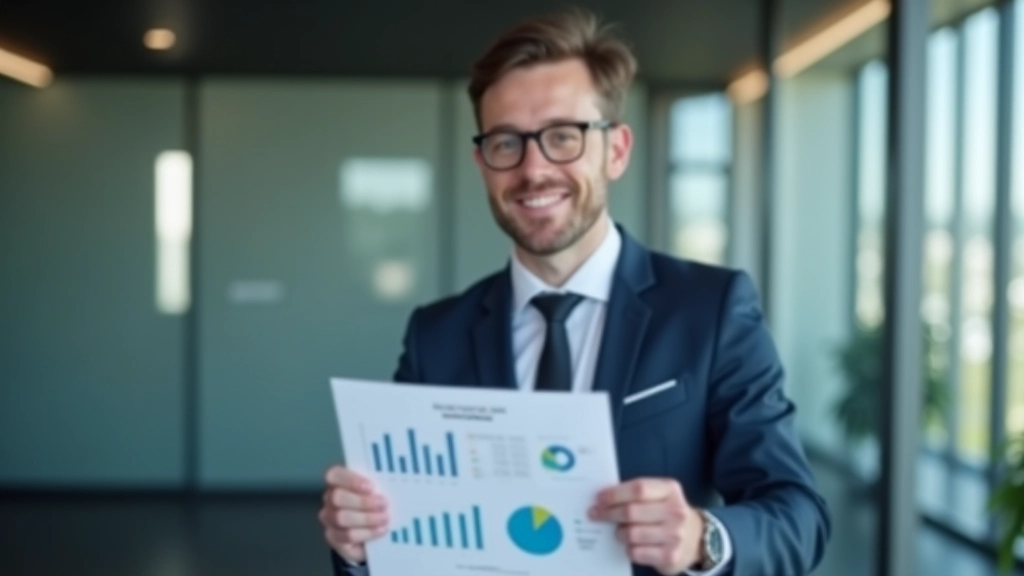 Analitiko rankose esantis dokumento lapas su finansiniais grafikais ir rezultatais